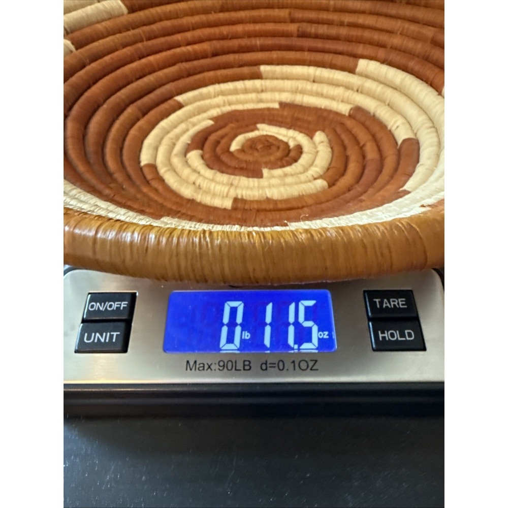 Hand Woven African Coiled Basket Bowl Wall Art Decor Brown Cream 10.75" D EUC - Picture 8 of 8